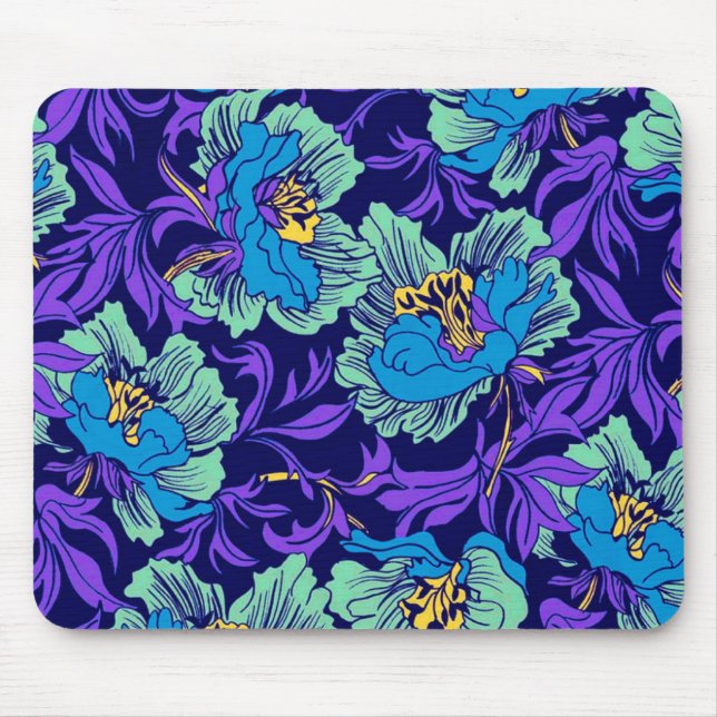 Purple and Blue Flowers William Morris Mouse Pad (Front)
