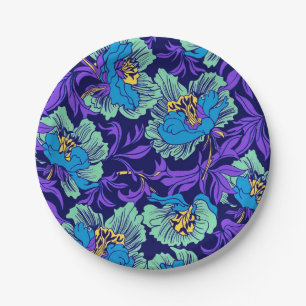 Purple and Blue Flowers William Morris Paper Plate