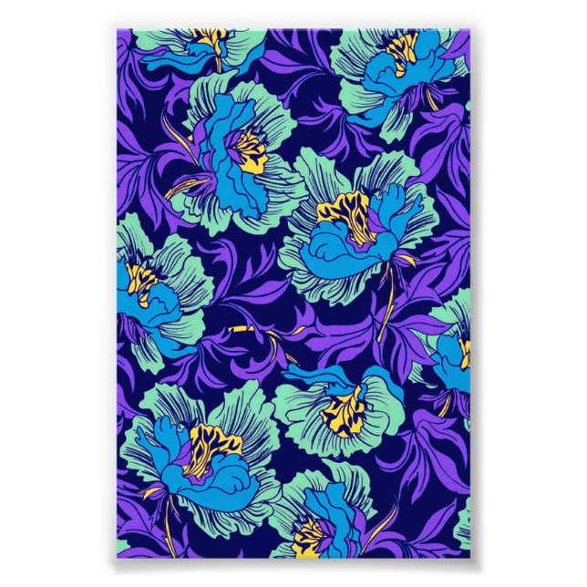 Purple and Blue Flowers William Morris Photo Print (Front)