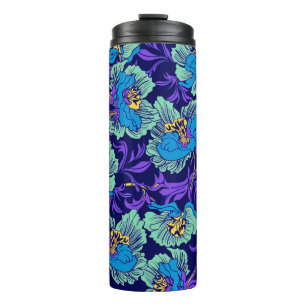 Purple and Blue Flowers William Morris Thermal Tumbler
