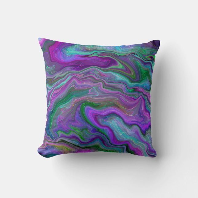 Purple and Blue Fluid Art Cushion (Front)