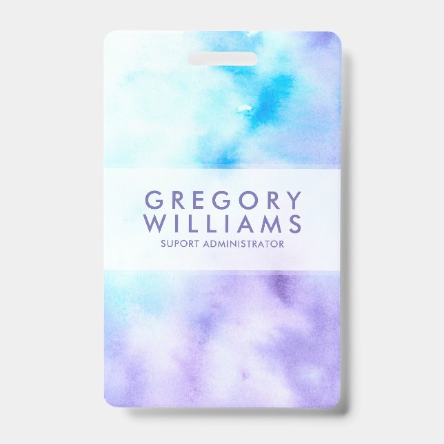 Purple And Blue Fluid Colors Baground ID Badge (Front)
