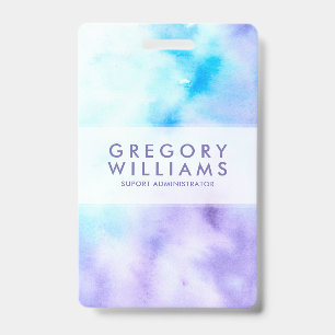 Purple And Blue Fluid Colours Baground ID Badge