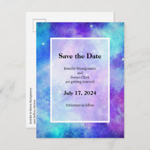 Purple and Blue Galaxy Space Abstract Announcement Postcard