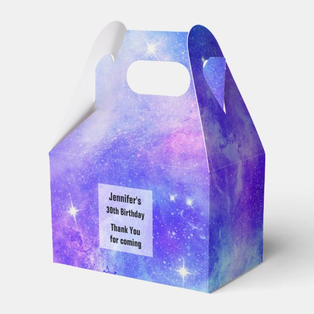 Purple and Blue Galaxy Space Abstract Birthday Favour Box (Front Side)