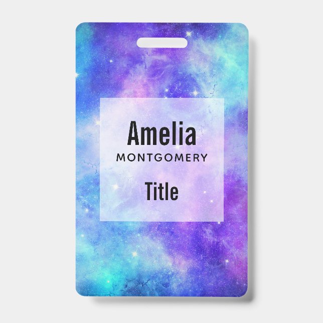 Purple and Blue Galaxy Space Abstract ID Badge (Front)