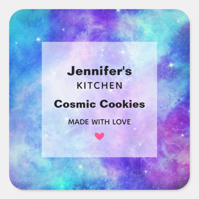 Purple and Blue Galaxy Space Abstract Kitchen Square Sticker (Front)