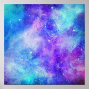 Purple and Blue Galaxy Space Abstract Poster