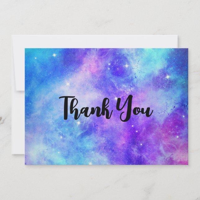 Purple and Blue Galaxy Space Abstract Thank You (Front)