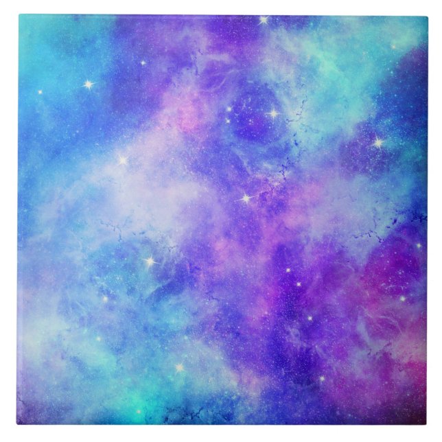 Purple and Blue Galaxy Space Abstract Tile (Front)