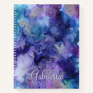 Purple and Blue Galaxy Watercolor Name Notebook