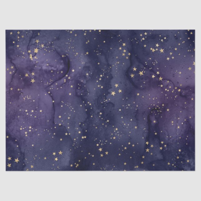 Purple and Blue Galaxy with Stars Decoupage Tissue Paper (Front)