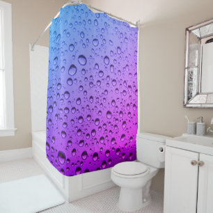 Purple and Blue Gradient Water Droplets  Shower Curtain