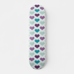 Purple and Blue Hearts Skateboard