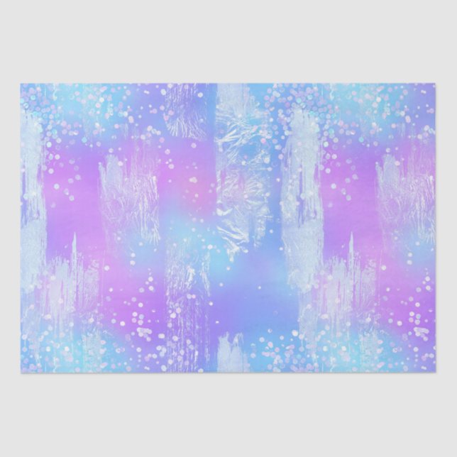 Purple and Blue Iridescent Paint Brustrokes Tissue Paper (Front)