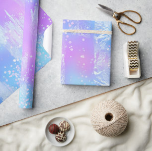Purple and Blue Iridescent Paint Brustrokes Wrapping Paper
