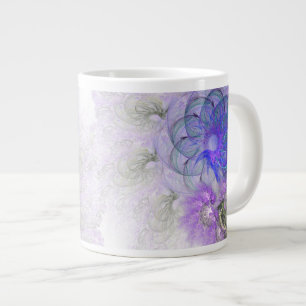 Purple and Blue Lacy Abstract Flower Design Large Coffee Mug