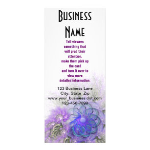 Purple and Blue Lacy Abstract Flower Design Rack Card