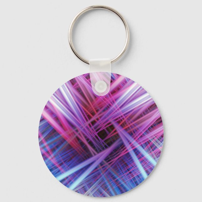 Purple and blue light beams pattern key ring (Front)