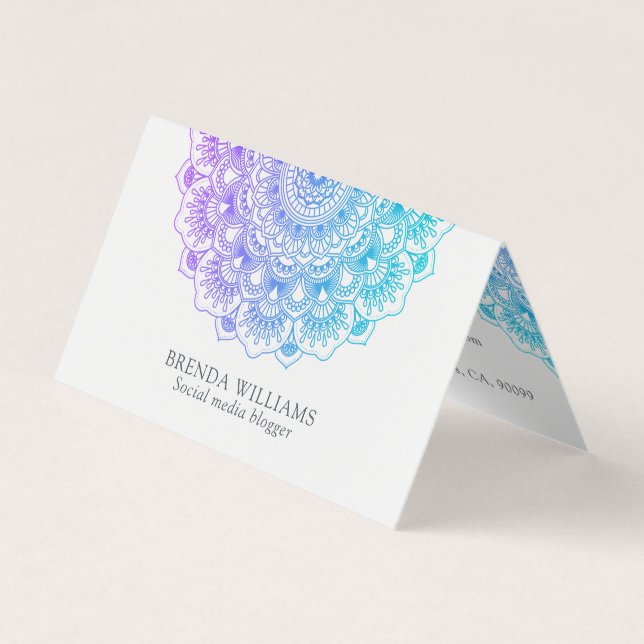 Purple and blue mandala business card (Front)