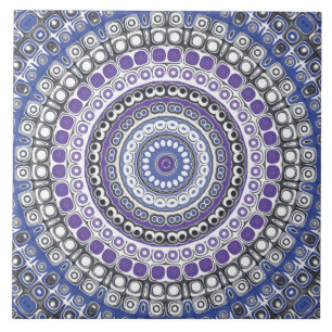 Purple and Blue Mandala Kaleidoscope Medallion Tile