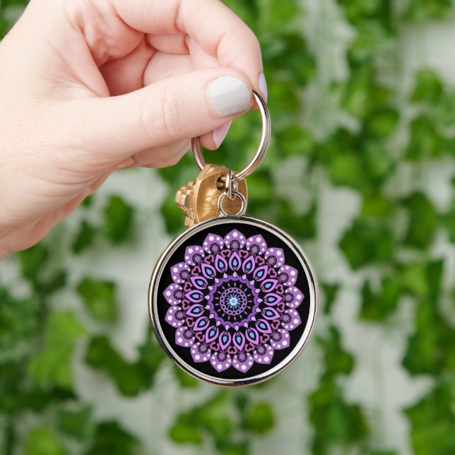 Purple And Blue Mandala Keychain (Hand)