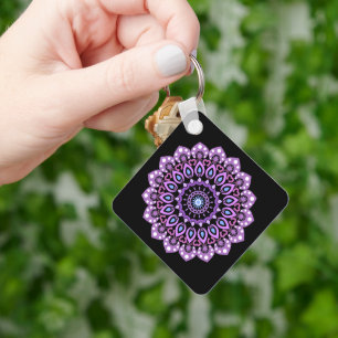 Purple And Blue Mandala Keychain