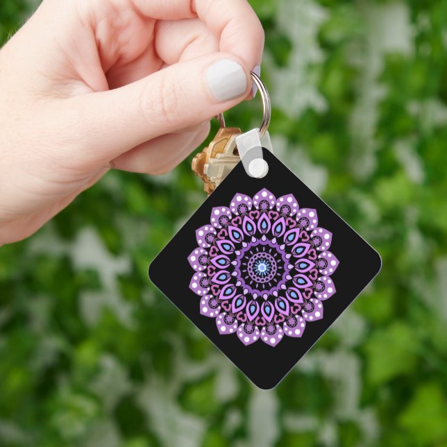 Purple And Blue Mandala Keychain (Hand)