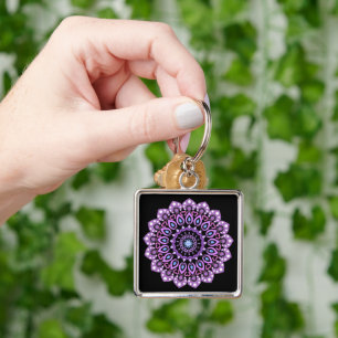 Purple And Blue Mandala Keychain