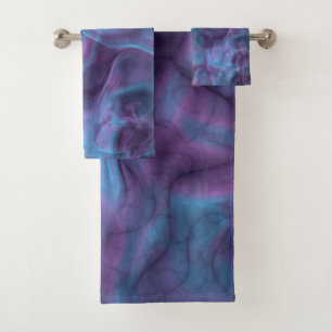 purple and blue Marble abstract Bath Towel Set