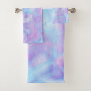 purple and blue Marble abstract Bath Towel Set