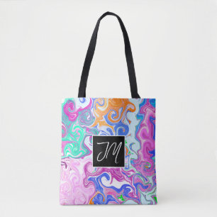 Purple and Blue Marble Fluid Art Personalised    Tote Bag