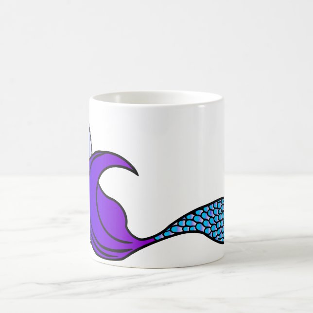 Purple and blue mermaid tail on a coffee mug (Center)