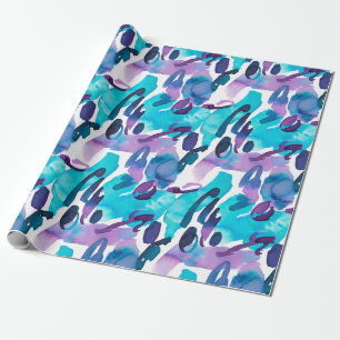 Purple and Blue Painted Abstract Wrapping Paper