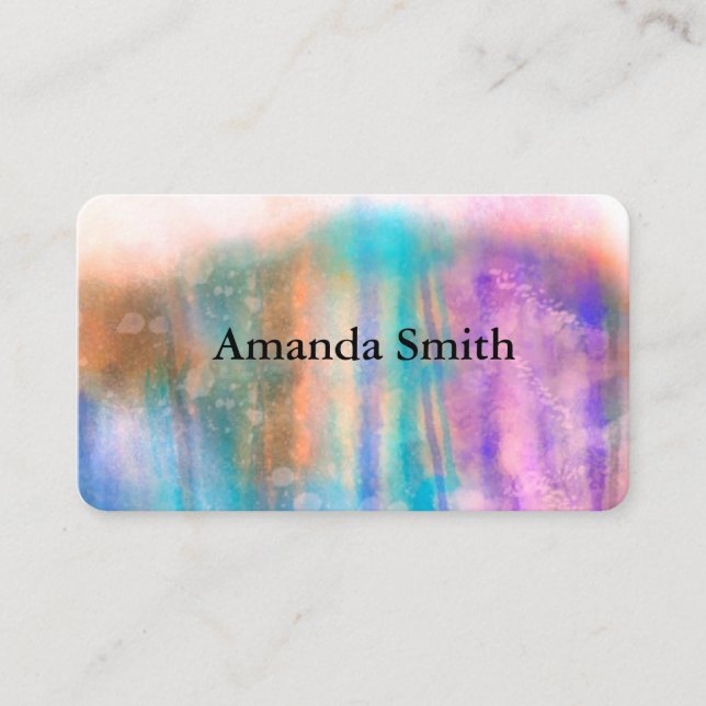 purple and blue painted  watercolor style modern business card (Front)