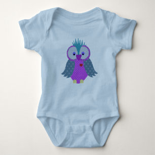 Purple and Blue Paisley Print Owl Baby Bodysuit