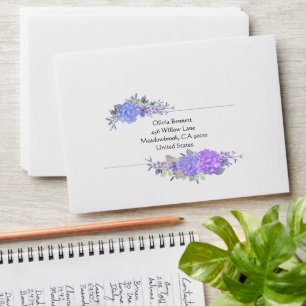 Purple and Blue Pastel Colour Floral Envelope