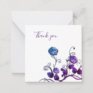 Purple and Blue rose Thank you  Card