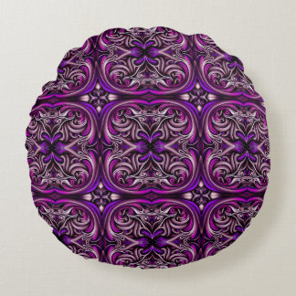 Purple and Blue Round Pillow