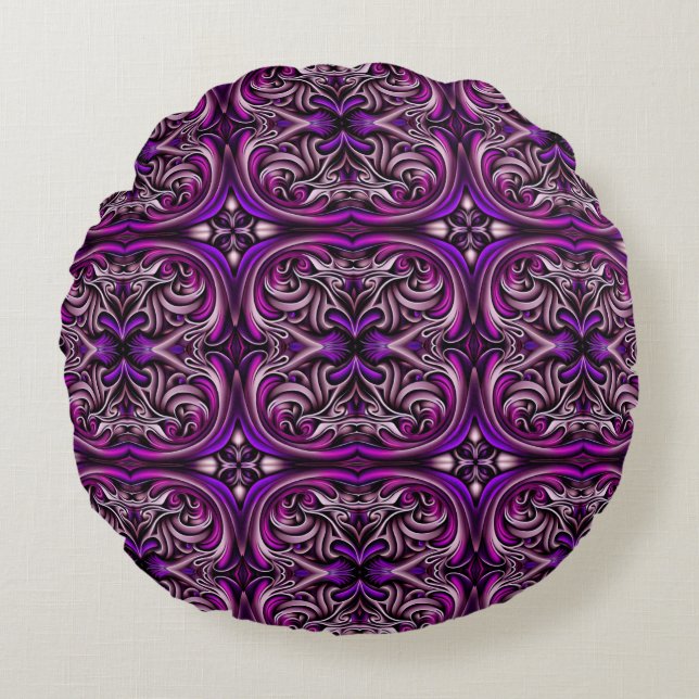 Purple and Blue Round Pillow (Front)