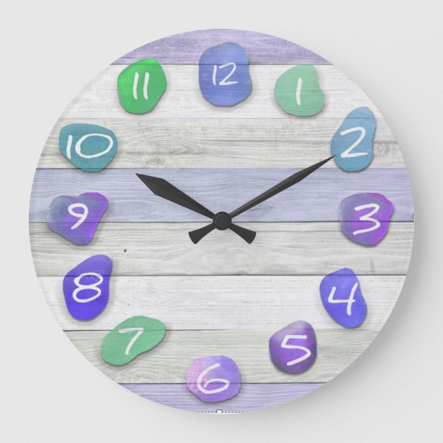 Purple and Blue Sea Glass Acrylic Wall Clock (Front)