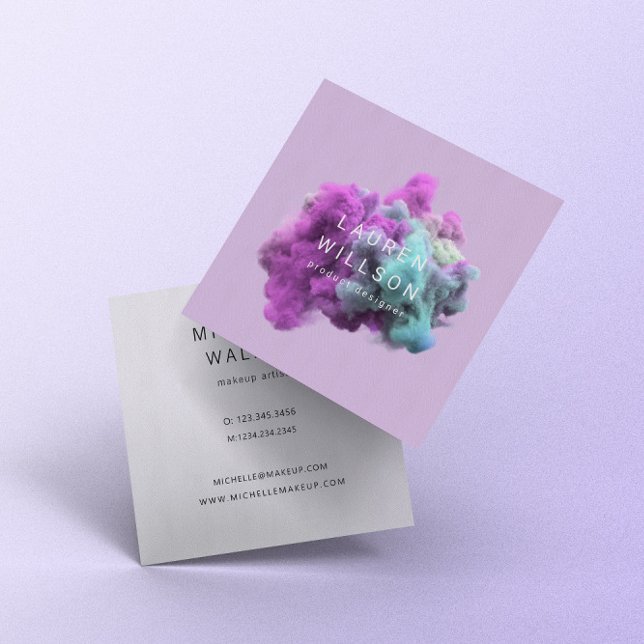 Purple and Blue Smoke Effect Modern Square Business Card (Creator Uploaded)