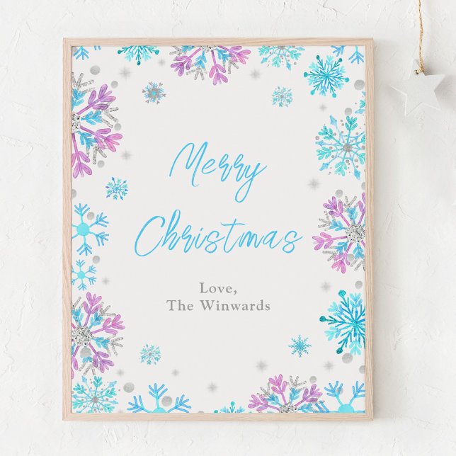 Purple and Blue Snowflakes Merry Christmas Poster (Creator Uploaded)
