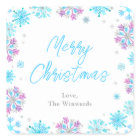 Purple and Blue Snowflakes Merry Christmas