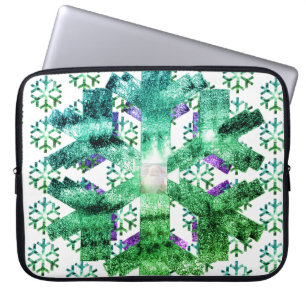 Purple and Blue Snowflakes on an Electronics Bag