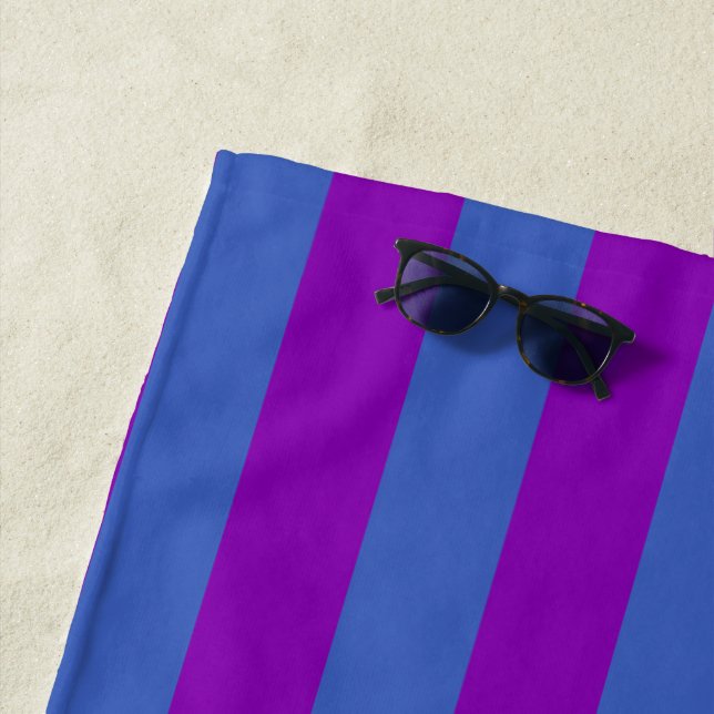 Purple and Blue Stripes Beach Towel (In Situ)
