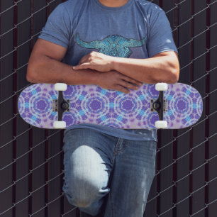 Purple and Blue Tie Dye Pattern Skateboard