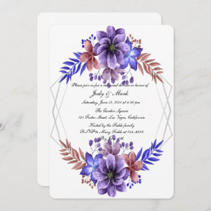 Purple And Blue Watercolor Floral Rehearsal Dinner Invitation