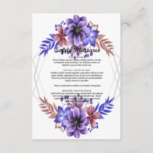 Purple And Blue Watercolor Floral Safety Measures Enclosure Card