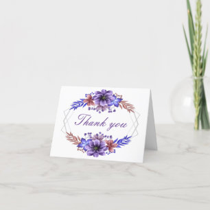 Purple And Blue Watercolor Floral Thank You Card